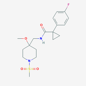 molecular formula C18H25FN2O4S B2747826 1-(4-Fluorophenyl)-N-[(4-methoxy-1-methylsulfonylpiperidin-4-yl)methyl]cyclopropane-1-carboxamide CAS No. 2415503-29-4