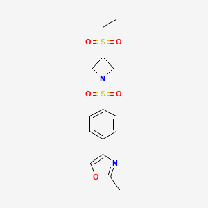 molecular formula C15H18N2O5S2 B2747830 4-(4-((3-(Ethylsulfonyl)azetidin-1-yl)sulfonyl)phenyl)-2-methyloxazole CAS No. 2034319-90-7