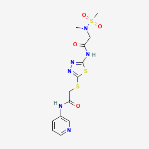 molecular formula C13H16N6O4S3 B2747833 2-(N-甲基甲磺酰氨基)-N-[5-({[(吡啶-3-基)羰胺]甲基}硫代基)-1,3,4-噻二唑-2-基]乙酰胺 CAS No. 1251627-73-2
