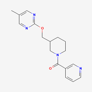 molecular formula C17H20N4O2 B2747845 [3-[(5-Methylpyrimidin-2-yl)oxymethyl]piperidin-1-yl]-pyridin-3-ylmethanone CAS No. 2379989-11-2