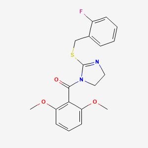 molecular formula C19H19FN2O3S B2747851 (2,6-dimethoxyphenyl)(2-((2-fluorobenzyl)thio)-4,5-dihydro-1H-imidazol-1-yl)methanone CAS No. 851806-84-3