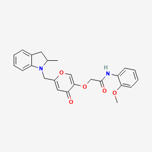 N-(2-methoxyphenyl)-2-((6-((2-methylindolin-1-yl)methyl)-4-oxo-4H-pyran-3-yl)oxy)acetamide