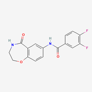 molecular formula C16H12F2N2O3 B2747858 3,4-二氟-N-(5-氧代-2,3,4,5-四氢苯并[f][1,4]噁唑-7-基)苯甲酰胺 CAS No. 922027-07-4