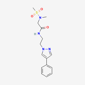 molecular formula C15H20N4O3S B2747861 2-(N-甲基甲磺酰氨基)-N-(2-(4-苯基-1H-吡唑-1-基)乙基)乙酰胺 CAS No. 2034351-45-4