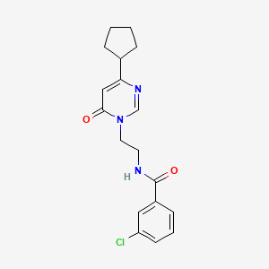 molecular formula C18H20ClN3O2 B2747868 3-chloro-N-(2-(4-cyclopentyl-6-oxopyrimidin-1(6H)-yl)ethyl)benzamide CAS No. 1797126-70-5