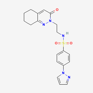 molecular formula C19H21N5O3S B2747870 N-(2-(3-oxo-5,6,7,8-tetrahydrocinnolin-2(3H)-yl)ethyl)-4-(1H-pyrazol-1-yl)benzenesulfonamide CAS No. 2034366-42-0