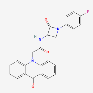 molecular formula C24H18FN3O3 B2747878 N-[1-(4-fluorophenyl)-2-oxoazetidin-3-yl]-2-(9-oxo-9,10-dihydroacridin-10-yl)acetamide CAS No. 1796909-90-4