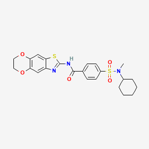 molecular formula C23H25N3O5S2 B2747884 4-(N-cyclohexyl-N-methylsulfamoyl)-N-(6,7-dihydro-[1,4]dioxino[2',3':4,5]benzo[1,2-d]thiazol-2-yl)benzamide CAS No. 892852-89-0