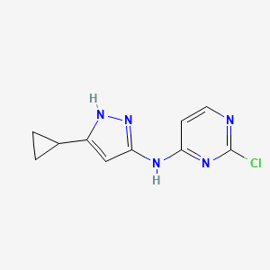 molecular formula C10H10ClN5 B2747886 2-氯-N-(5-环丙基-1H-吡唑-3-基)嘧啶-4-胺 CAS No. 851435-00-2