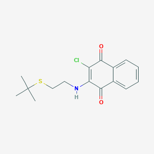 molecular formula C16H18ClNO2S B2747891 2-{[2-(叔丁基硫基)乙基]氨基}-3-氯萘醌 CAS No. 866008-89-1