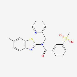 molecular formula C22H19N3O3S2 B2747911 N-(6-甲基苯并[d]噻唑-2-基)-3-(甲磺酰基)-N-(吡啶-2-基甲基)苯甲酰胺 CAS No. 886934-63-0