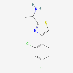 molecular formula C11H10Cl2N2S B2747921 1-[4-(2,4-二氯苯基)-1,3-噻唑-2-基]乙基胺 CAS No. 642929-57-5