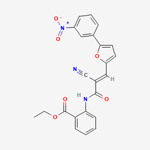 molecular formula C23H17N3O6 B2747922 (E)-ethyl 2-(2-cyano-3-(5-(3-nitrophenyl)furan-2-yl)acrylamido)benzoate CAS No. 327062-76-0