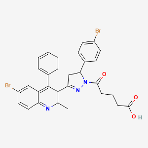 5-(3-(6-bromo-2-methyl-4-phenylquinolin-3-yl)-5-(4-bromophenyl)-4,5-dihydro-1H-pyrazol-1-yl)-5-oxopentanoic acid