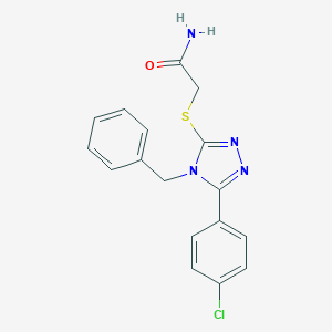 molecular formula C17H15ClN4OS B274795 2-[[4-Benzyl-5-(4-chlorophenyl)-1,2,4-triazol-3-yl]sulfanyl]acetamide 