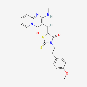 molecular formula C22H20N4O3S2 B2747981 (Z)-3-(4-methoxyphenethyl)-5-((2-(methylamino)-4-oxo-4H-pyrido[1,2-a]pyrimidin-3-yl)methylene)-2-thioxothiazolidin-4-one CAS No. 853753-62-5