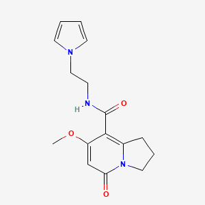 molecular formula C16H19N3O3 B2747984 N-(2-(1H-pyrrol-1-yl)ethyl)-7-methoxy-5-oxo-1,2,3,5-tetrahydroindolizine-8-carboxamide CAS No. 2034375-27-2