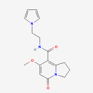 molecular formula C16H19N3O3 B2747984 7-methoxy-5-oxo-N-[2-(1H-pyrrol-1-yl)ethyl]-1,2,3,5-tetrahydroindolizine-8-carboxamide CAS No. 2034375-27-2