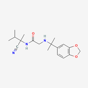 molecular formula C18H25N3O3 B2747997 2-{[2-(2H-1,3-benzodioxol-5-yl)propan-2-yl]amino}-N-(1-cyano-1,2-dimethylpropyl)acetamide CAS No. 1258695-73-6