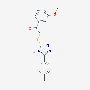 molecular formula C19H19N3O2S B274801 1-(3-methoxyphenyl)-2-{[4-methyl-5-(4-methylphenyl)-4H-1,2,4-triazol-3-yl]sulfanyl}ethanone 