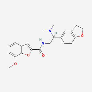 molecular formula C22H24N2O4 B2748016 N-(2-(2,3-dihydrobenzofuran-5-yl)-2-(dimethylamino)ethyl)-7-methoxybenzofuran-2-carboxamide CAS No. 1428367-04-7