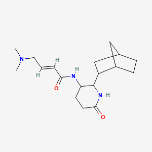 molecular formula C18H29N3O2 B2748019 (E)-N-[2-(2-Bicyclo[2.2.1]heptanyl)-6-oxopiperidin-3-yl]-4-(dimethylamino)but-2-enamide CAS No. 2411334-68-2