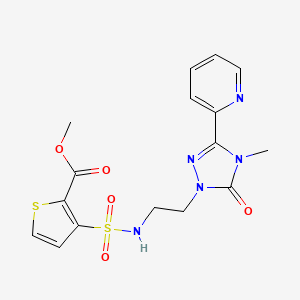 molecular formula C16H17N5O5S2 B2748022 methyl 3-(N-(2-(4-methyl-5-oxo-3-(pyridin-2-yl)-4,5-dihydro-1H-1,2,4-triazol-1-yl)ethyl)sulfamoyl)thiophene-2-carboxylate CAS No. 1396856-27-1