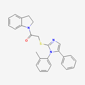 molecular formula C26H23N3OS B2748025 1-(indolin-1-yl)-2-((5-phenyl-1-(o-tolyl)-1H-imidazol-2-yl)thio)ethanone CAS No. 1207043-39-7