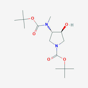 molecular formula C15H28N2O5 B2748026 (3S,4S)-tert-Butyl 3-((tert-butoxycarbonyl)(methyl)amino)-4-hydroxypyrrolidine-1-carboxylate CAS No. 429673-82-5