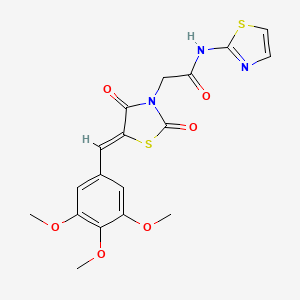 molecular formula C18H17N3O6S2 B2748036 2-[(5Z)-2,4-dioxo-5-[(3,4,5-trimethoxyphenyl)methylidene]-1,3-thiazolidin-3-yl]-N-(1,3-thiazol-2-yl)acetamide CAS No. 868152-74-3