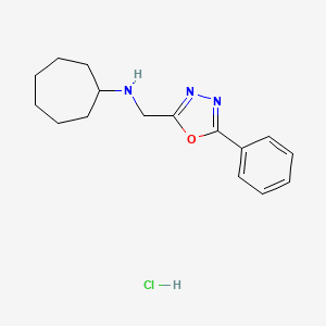 molecular formula C16H22ClN3O B2748041 N-((5-phenyl-1,3,4-oxadiazol-2-yl)methyl)cycloheptanamine hydrochloride CAS No. 1189722-88-0