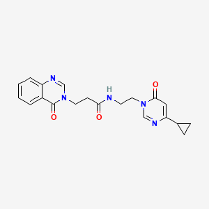 molecular formula C20H21N5O3 B2748052 N-(2-(4-cyclopropyl-6-oxopyrimidin-1(6H)-yl)ethyl)-3-(4-oxoquinazolin-3(4H)-yl)propanamide CAS No. 2034358-15-9