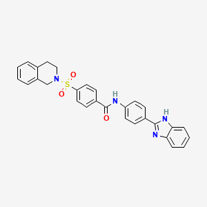 molecular formula C29H24N4O3S B2748053 N-(4-(1H-benzo[d]imidazol-2-yl)phenyl)-4-((3,4-dihydroisoquinolin-2(1H)-yl)sulfonyl)benzamide CAS No. 394229-65-3