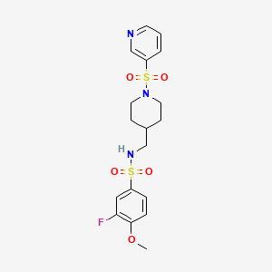 molecular formula C18H22FN3O5S2 B2748056 3-fluoro-4-methoxy-N-((1-(pyridin-3-ylsulfonyl)piperidin-4-yl)methyl)benzenesulfonamide CAS No. 1428372-15-9