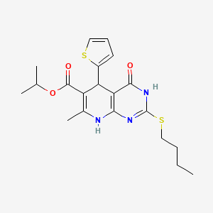 molecular formula C20H25N3O3S2 B2748058 Isopropyl 2-(butylthio)-7-methyl-4-oxo-5-(2-thienyl)-3,4,5,8-tetrahydropyrido[2,3-d]pyrimidine-6-carboxylate CAS No. 878123-19-4