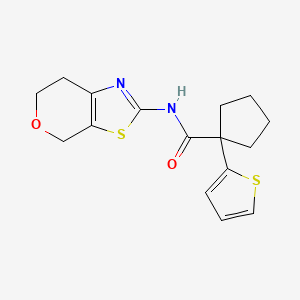 N-(6,7-dihydro-4H-pyrano[4,3-d]thiazol-2-yl)-1-(thiophen-2-yl)cyclopentanecarboxamide
