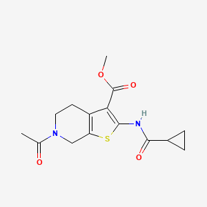 molecular formula C15H18N2O4S B2748064 methyl 6-acetyl-2-(cyclopropanecarbonylamino)-5,7-dihydro-4H-thieno[2,3-c]pyridine-3-carboxylate CAS No. 864857-92-1