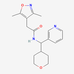 molecular formula C18H23N3O3 B2748067 2-(3,5-dimethylisoxazol-4-yl)-N-(pyridin-3-yl(tetrahydro-2H-pyran-4-yl)methyl)acetamide CAS No. 2034592-74-8