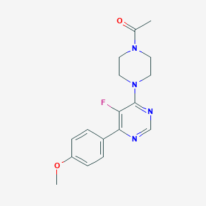 1-[4-[5-Fluoro-6-(4-methoxyphenyl)pyrimidin-4-yl]piperazin-1-yl]ethanone