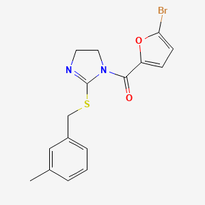 molecular formula C16H15BrN2O2S B2748092 (5-Bromo-2-furanyl)-[2-[(3-methylphenyl)methylthio]-4,5-dihydroimidazol-1-yl]methanone CAS No. 851803-76-4
