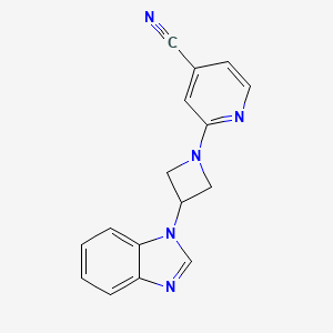 molecular formula C16H13N5 B2748093 2-[3-(Benzimidazol-1-yl)azetidin-1-yl]pyridine-4-carbonitrile CAS No. 2380177-51-3