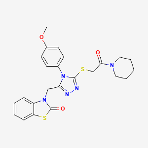 molecular formula C24H25N5O3S2 B2748095 3-((4-(4-methoxyphenyl)-5-((2-oxo-2-(piperidin-1-yl)ethyl)thio)-4H-1,2,4-triazol-3-yl)methyl)benzo[d]thiazol-2(3H)-one CAS No. 847403-22-9