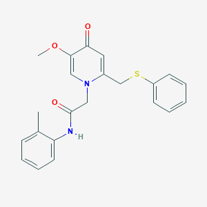 molecular formula C22H22N2O3S B2748100 2-(5-甲氧基-4-氧代-2-((苯基硫代)甲基)吡啶-1(4H)-基)-N-(邻甲苯)乙酰胺 CAS No. 920342-91-2