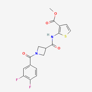 molecular formula C17H14F2N2O4S B2748101 Methyl 2-(1-(3,4-difluorobenzoyl)azetidine-3-carboxamido)thiophene-3-carboxylate CAS No. 1334376-36-1