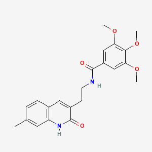 molecular formula C22H24N2O5 B2748108 3,4,5-trimethoxy-N-(2-(7-methyl-2-oxo-1,2-dihydroquinolin-3-yl)ethyl)benzamide CAS No. 851404-43-8