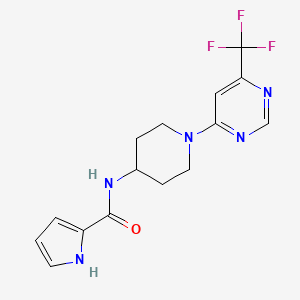 molecular formula C15H16F3N5O B2748109 N-(1-(6-(trifluoromethyl)pyrimidin-4-yl)piperidin-4-yl)-1H-pyrrole-2-carboxamide CAS No. 2034438-45-2