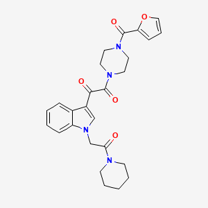 molecular formula C26H28N4O5 B2748111 1-(4-(furan-2-carbonyl)piperazin-1-yl)-2-(1-(2-oxo-2-(piperidin-1-yl)ethyl)-1H-indol-3-yl)ethane-1,2-dione CAS No. 872860-90-7