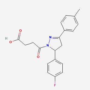 molecular formula C20H19FN2O3 B2748125 4-(5-(4-fluorophenyl)-3-(p-tolyl)-4,5-dihydro-1H-pyrazol-1-yl)-4-oxobutanoic acid CAS No. 362490-62-8