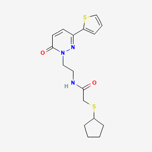 molecular formula C17H21N3O2S2 B2748132 2-(环戊硫基)-N-(2-(6-氧代-3-(噻吩-2-基)吡啶并[6H]-基)乙基)乙酰胺 CAS No. 1219912-58-9