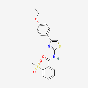 molecular formula C19H18N2O4S2 B2748135 N-(4-(4-ethoxyphenyl)thiazol-2-yl)-2-(methylsulfonyl)benzamide CAS No. 896362-97-3